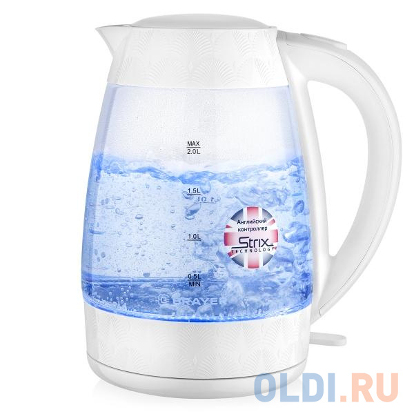 Чайник электрический Brayer BR1024 2200 Вт белый 2 л пластик/стекло